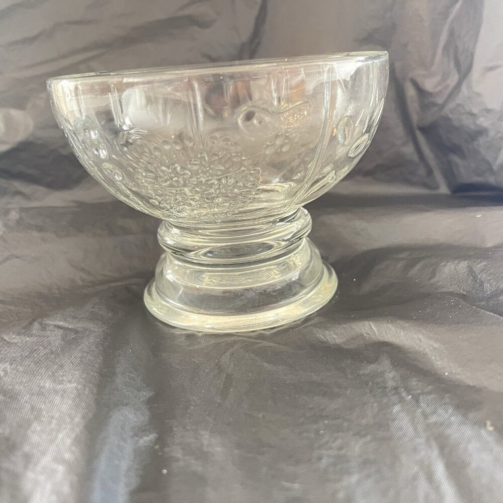Vintage Nuutajarvi Finland Oiva Toikka Flora Glass Pedestal Dessert Bowl Footed